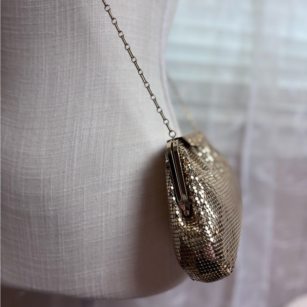 Whiting & Davis Gold Metal Mesh Crossbody Bag - Picture 4 of 14